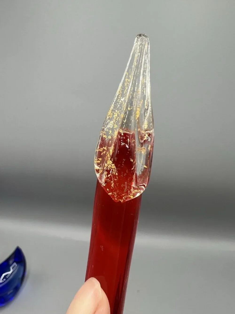 Murano Red Orange Glass Swan w/ Gold Bill Vtg Figurine 9.5 in Long Necked Italy